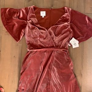 Brand new with tags; Rust Velvet & Satin Dress